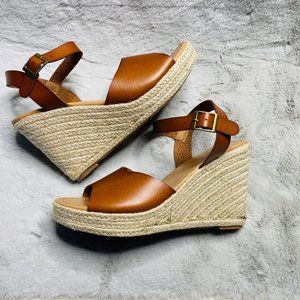 Torrid Womens Cog Raffia Wrap Wedge Heels Espadrille Sandals Tan NEW Size 11